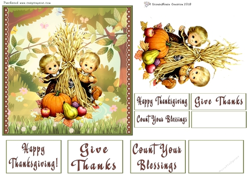 Thanksgiving Boy and Girl with Wheat