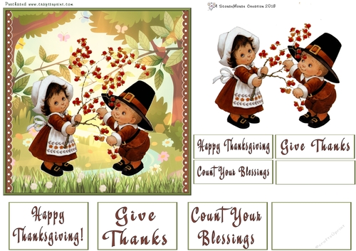 Thanksgiving Pilgrim Boy & Girl with Cranberries