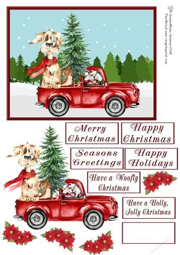 The Doggie Red Christmas Truck