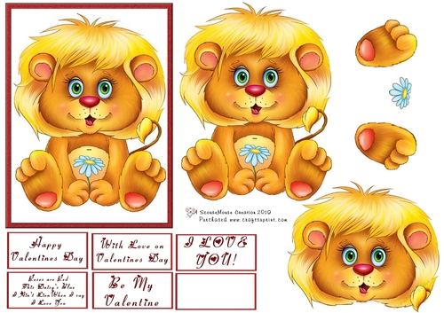 Lion with Daisy Quick Card Valentine