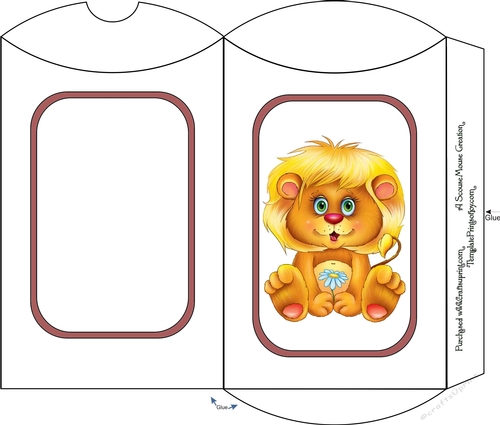 Lion with Daisy Pillow Box Blank Ink Saver