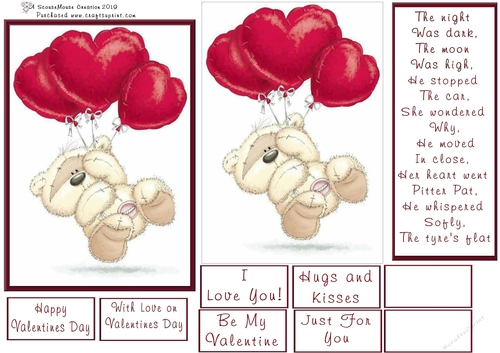Heart Balloons Valentine Bear Quick Card