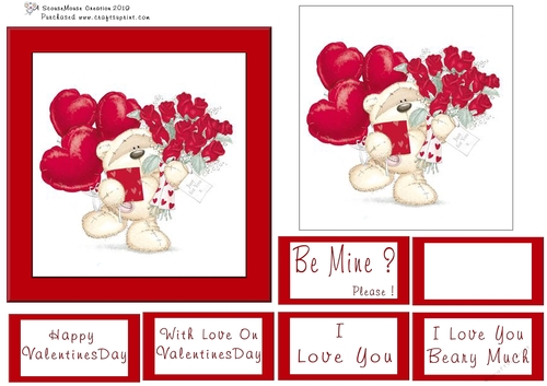 Hearts and Flowers Valentine Bear Quick Card