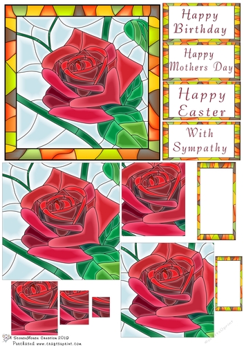 Rose Stained Glass Pyramid Multi Greetings