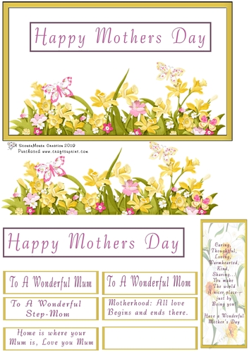 Mothers day Daffs and Butterflies Quick Card