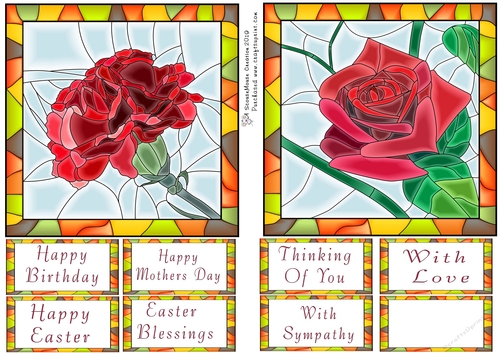 Carnation & Rose Stained Glass Toppers