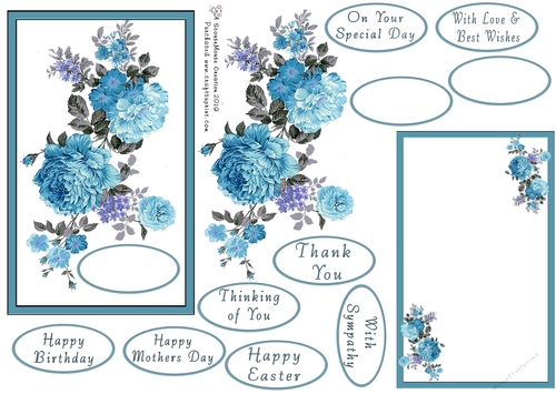 Quick Card Blue Floral Spray