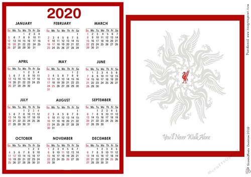 2020  Calendar Liver Bird YNWA