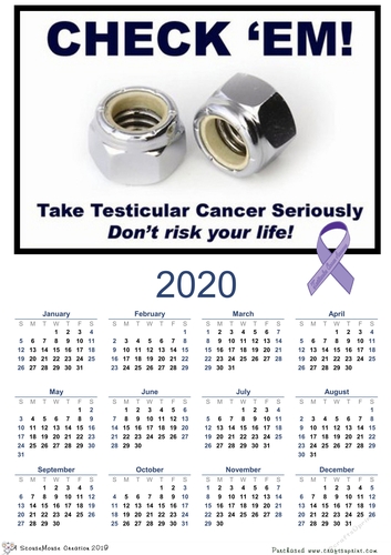 2020  calendar portrait Testicular cancer awareness
