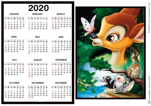 2020 Calendar Deer Butterfly