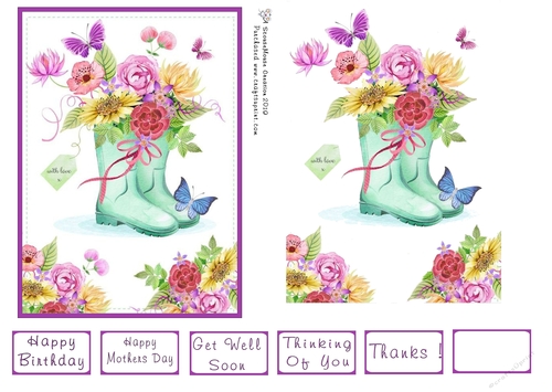Flowers in a Wellie Decoupage