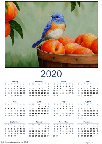 2020  calendar portrait Just Peachy