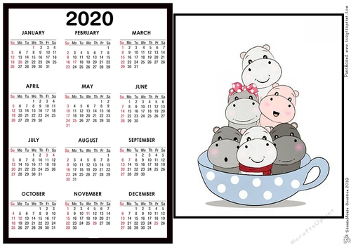 2020 Calendar -  Landscape Cup of Hipponess