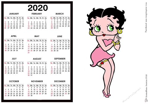 2020 Calendar -  Landscape Betty In Pink