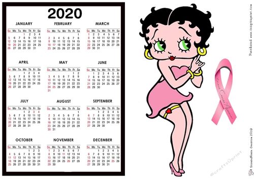 2020 Calendar -  Landscape Betty Breast Cancer Awareness