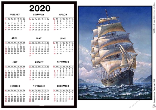 2020 Calendar -  Landscape In Full Sail
