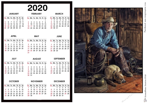2020 Calendar -  Landscape Just Chillin Cowboy