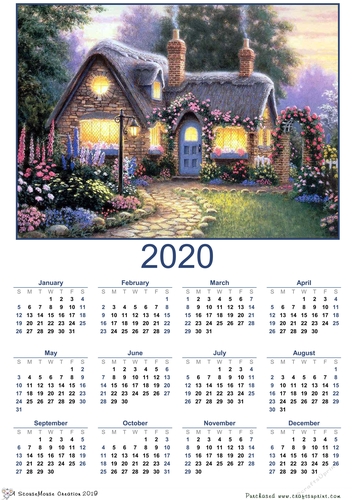 2020  calendar portrait  Counrty Cottage