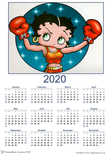 2020  calendar portrait Betty fight like a girl