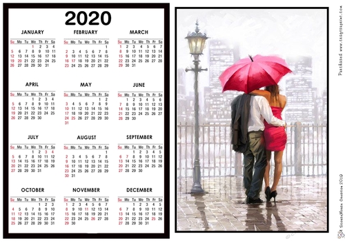 2020 Calendar -  Landscape Rainy Day Romance