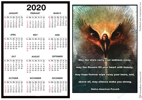 2020 Calendar -  Landscape NA Proverb