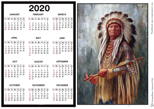 2020 Calendar -  Landscape Sitting Bull