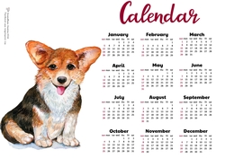 2020 calendar Corgi