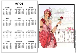 2021 Calendar Red Rose Deco