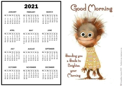 2021 Calendar Good Morning cheer