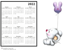 2022 Calendar Cute Mouse with cat Balloon