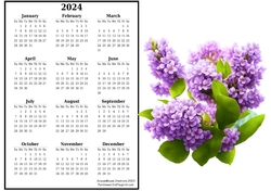 2024 calendar Lovely Lilacs