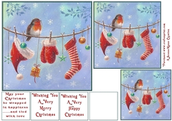 Robin on Christmas Washing line Topper set