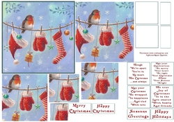 Robin on Christmas Washing line Pyramid