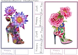 Purple Floral Shoe and Pink Floral Shoe Toppers