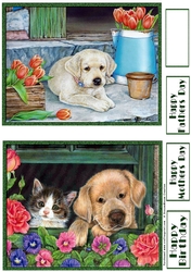 Cute Pups and Flowers Toppers