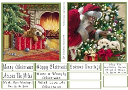 Sleepy Bulldog and a basket of mischief Santa Toppers
