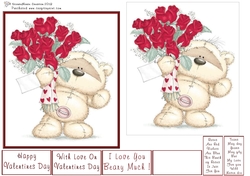 Bouquet of Roses Valentine Bear Quick Card