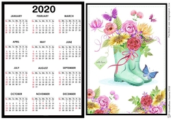 2020 calendar Flowers in a Wellie