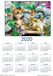 2020 calendar portrait Cute Kittens With Butterfly