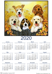 2020 calendar portrait Peeking Pups