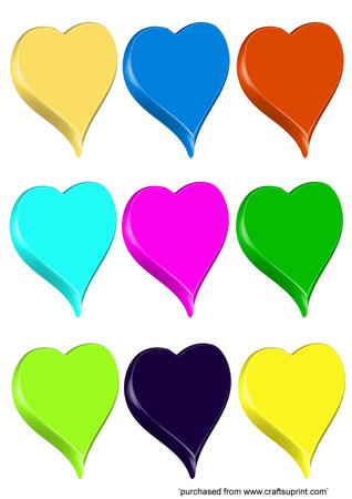 Collection of 3D Hearts in Funky Colours Jpeg