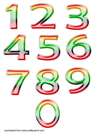 3D Multicolor Numbers Set 0 - 9 Png