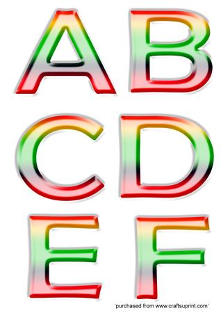 Complete Set of 3D Glass Multicolour Alphabet in Png