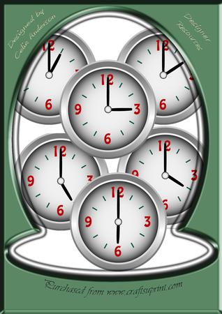 3D Silver Clock Face Times in Hours 1 - 6 Jpeg