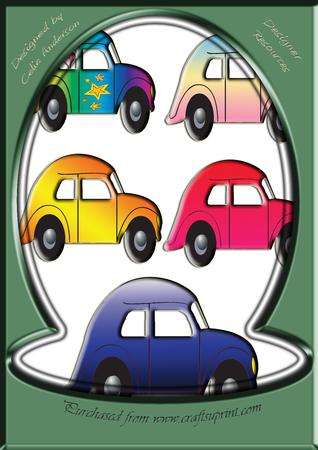 Set of Five 3D Fun Funky Cars in Jpeg