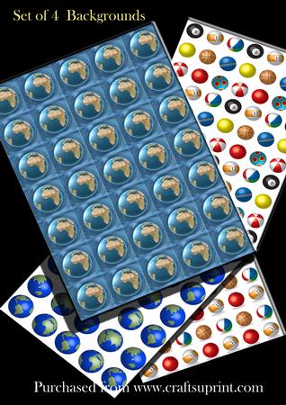 2 Sets of Sport Balls & 2 Sets of Globes Pattern Backgrounds