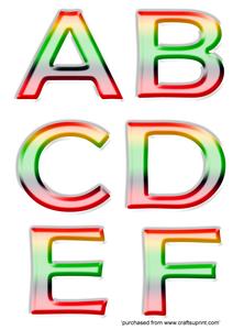 Complete Set of 3D Glass Multicolour Alphabet in Png