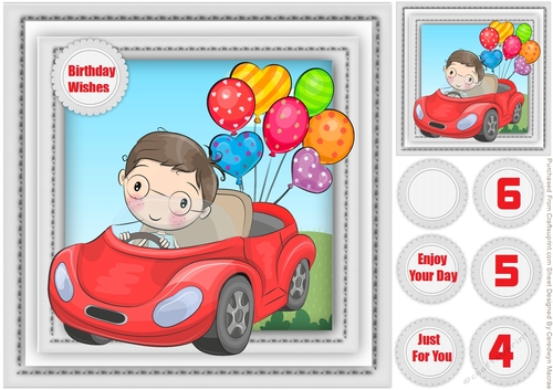 Boy in a Red Birthday Car 