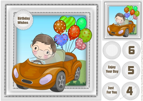 Boy in a Brown   Birthday Car 