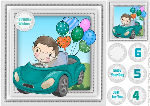 Boy in a Turq   Birthday Car 